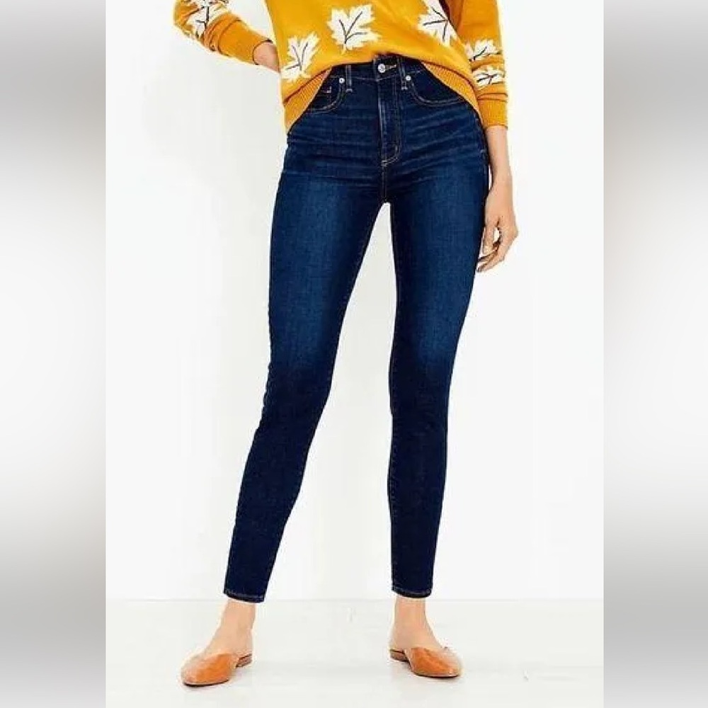 Loft 27T High rise dark wash skinny jeans Tall
